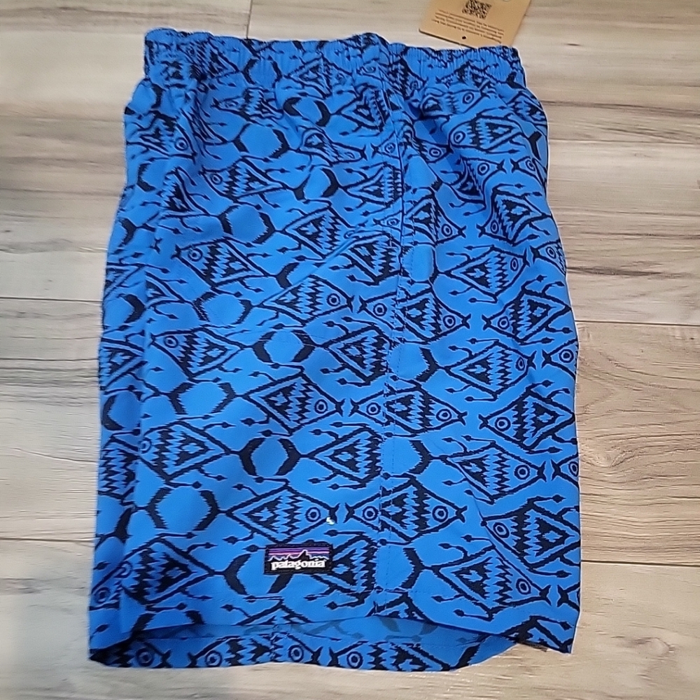 NWOT Patagonia Baggies Shorts Boys Blue Lined  Drawstring Waistline - Picture 5 of 11